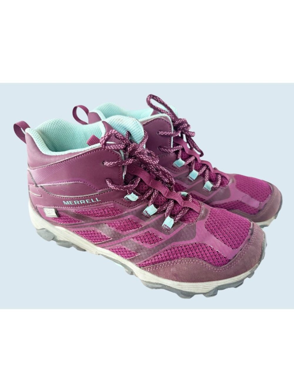 MERRELL Moab FST Mid Waterproof Purple Blue Hiking Outdoor Boots Size 7 - Picture 1 of 8